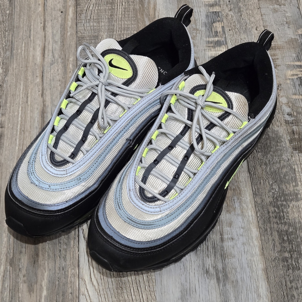 Nike Air Max 97 Sneakers in Grey, Light Blue & Neon Yellow